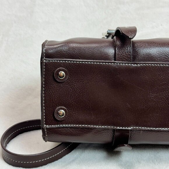 Kenneth Cole Reaction Leather Handbag Chocolate Brown Stylish Purse - Picture 13 of 16